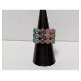 .925 Sterl Viva Beads Multi-stone Ring Sz 6.5