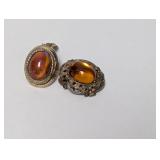 Amber Colored Clip On Earrings (not matching)