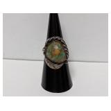 .925 Sterl Southwestern Turquoise Ring Sz 7