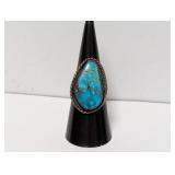 .925 Sterl Turquoise Ring Sz 7
