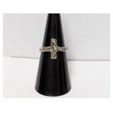 .925 Sterl Crucifix Ring Sz 7