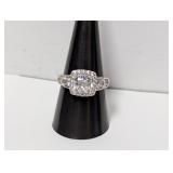 .925 Sterl Halo Statement Ring Sz 9