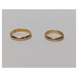 (2) 14k Rolled Gold Wedding Bands