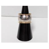 .925 Sterl 2 Tone Ring W Engraved Design Sz 6.5