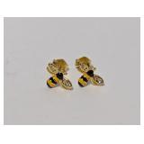 .925 Sterl/Vermeil Bumblebee Stud Earrings