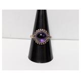.925 Sterl Amethyst Cabochon Ring Sz 9