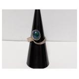 .925 Sterl Statement Ring Blue/Green Cabochon