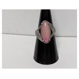 .925 Sterl Pink Oval Cocktail Ring Sz 7.5