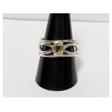 .925 Sterl Yellow Stone Cocktail Ring Sz 10