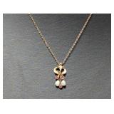 18" 14k GF Red Stone & Pearl Necklace