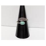 .925 Sterl Turquoise/Feather Wrap Ring