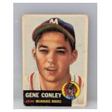1953 Topps #215 Gene Conley Damage