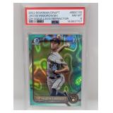 /199 2022 Bowman Misiorowski Aqua Lava Ref PSA 8