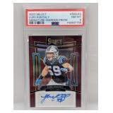 /75 2023 Select Kuechly Auto-Maroon Prizm PSA 8