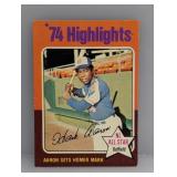 1975 Topps Hank Aaron Highlights HOF 1 Edge/Corner
