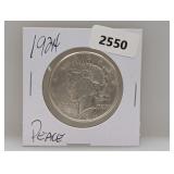 1924 90% Silv Peace $1 Dollar