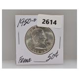 1950-D 90% Silv Franklin Half $1 Dollar