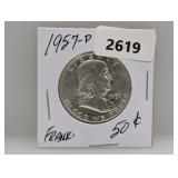1957-D 90% Silv Franklin Half $1 Dollar