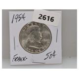 1954 90% Silv Franklin Half $1 Dollar