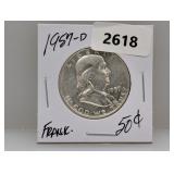 1957-D 90% Silv Franklin Half $1 Dollar