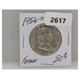 1956-D 90% Silv Franklin Half $1 Dollar