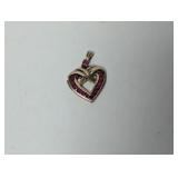 Vermeil Red/Pink Stone Heart Pendant