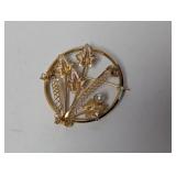 Gold Filled Wreath Style Leaf Brooch
