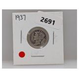 1937 90% Silv Mercury Dime