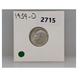 1959-D 90% Silv Roos Dime