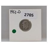 1953-D 90% Silv Roos Dime