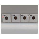 (4) Mixed Date Indian Head Pennies