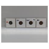 (4) Mixed Date Indian Head Pennies