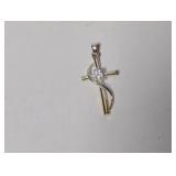 .925 Sterling Silver Cross Pendant Clear Stone