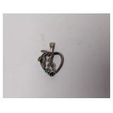.925 Sterling Silver Multi Stone Heart Pendant