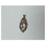 .925 Sterling Silver Ornate 'D' Pendant