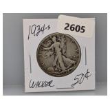 1934-S 90% Silv Walker Half $1 Dollar