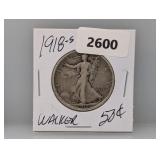 1918-S 90% Silv Walker Half $1 Dollar