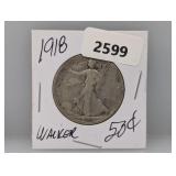 1918 90% Silv Walker Half $1 Dollar