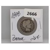 1898 90% Silv Barber Quarter