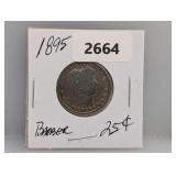 1895 90% Silv Barber Quarter