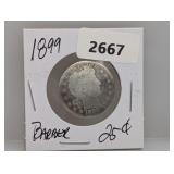 1899 90% Silv Barber Quarter