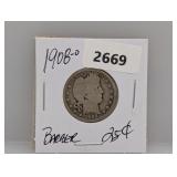 1908-O 90% Silv Barber Quarter