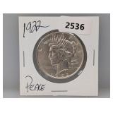 1922 90% Silv Peace $1 Dollar
