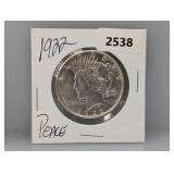 1922 90% Silv Peace $1 Dollar