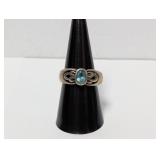.925 Sterling Silver Blue Stone Ring Sz 8