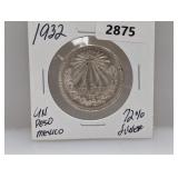 1932 72% Silv Mexico Un Peso