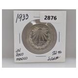 1933 72% Silv Mexico Un Peso
