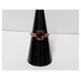 10k GF Purple Stone Ring W Hearts Sz 7