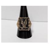.925 Sterl Eagle and Grape Signet Ring Sz 10
