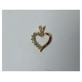 Vermeil Green/Clear Stone Heart Pendant